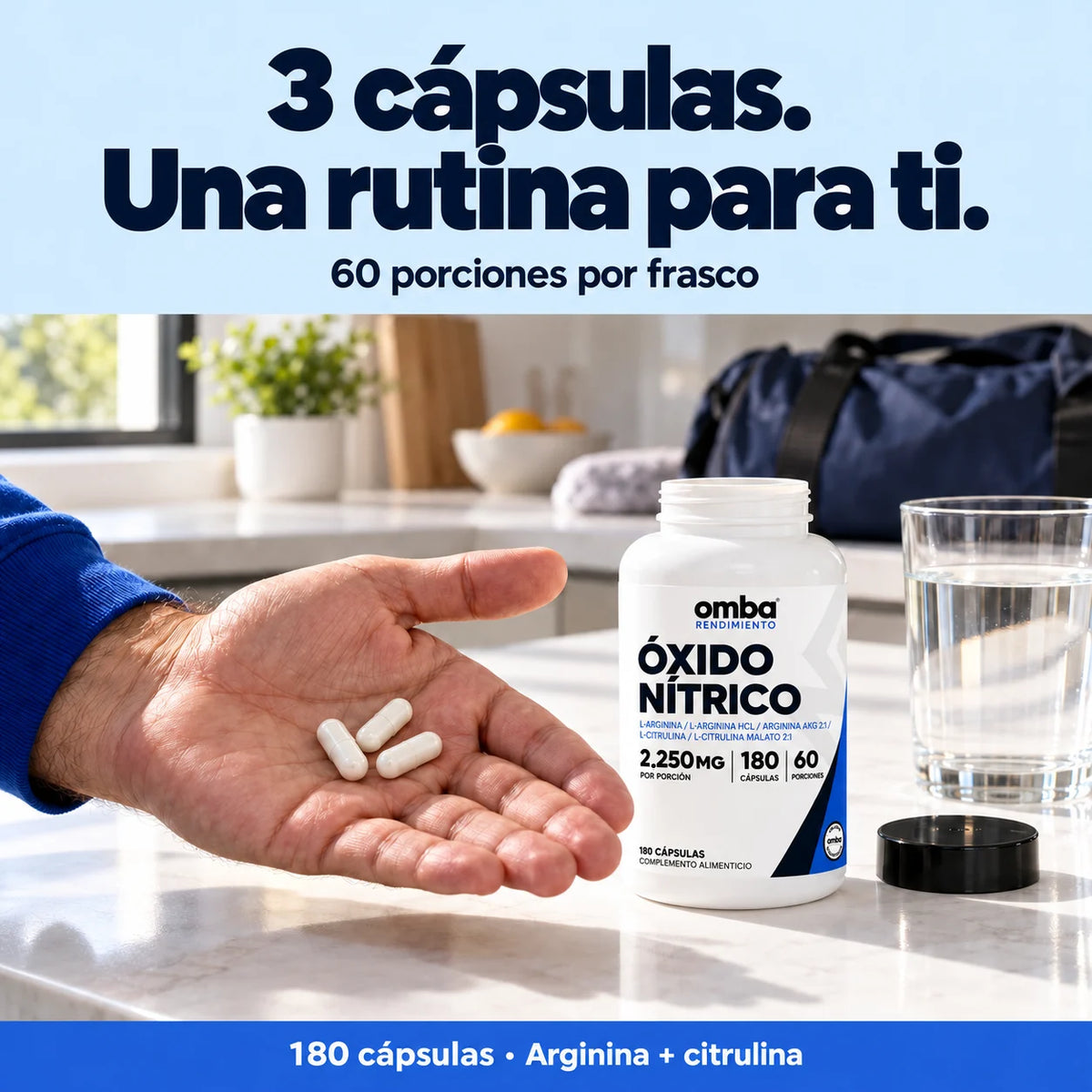 OMBA Óxido Nítrico · 3 cápsulas al día