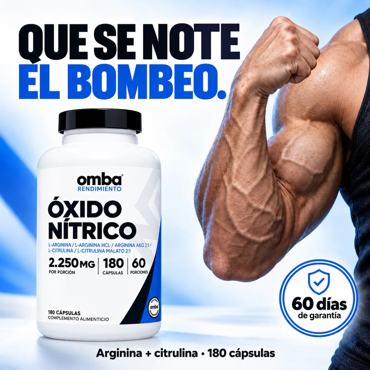 OMBA Óxido Nítrico: que se note el bombeo. Garantía de 60 días.